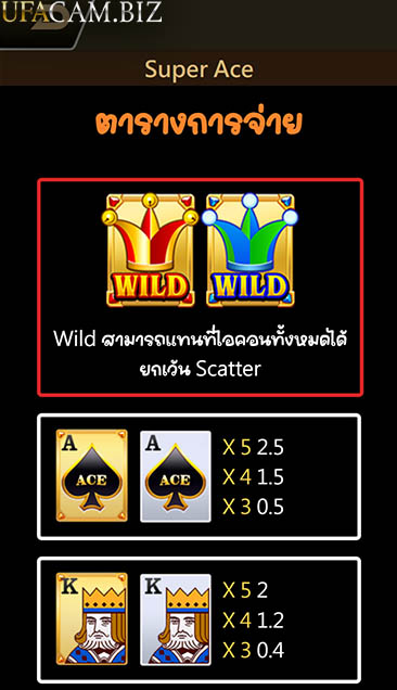 สัญลักษณ์และอัตราจ่ายเงินรางวัลในเกมสล็อต ซูเปอร์เอช